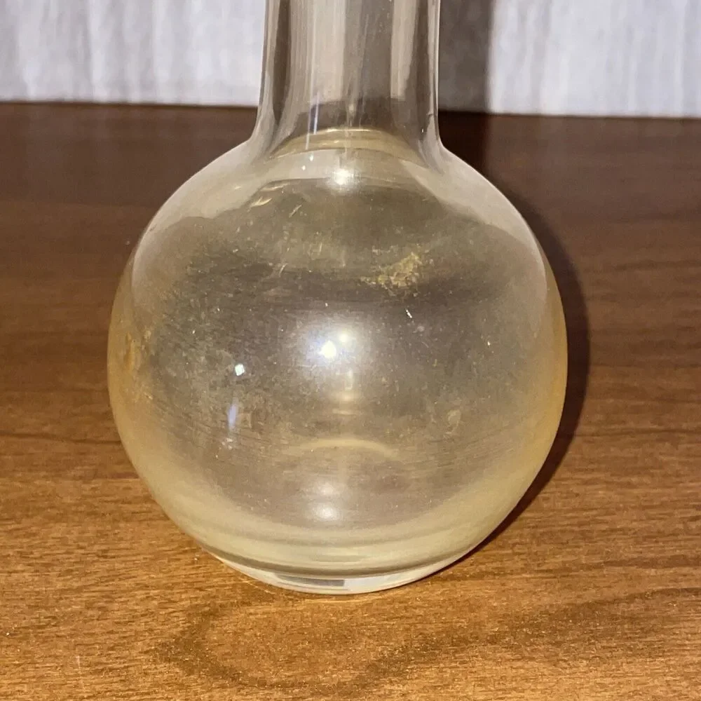 Vtg Clear Glass 6 Inch Bud Vase Cloudy Bottom Unbranded